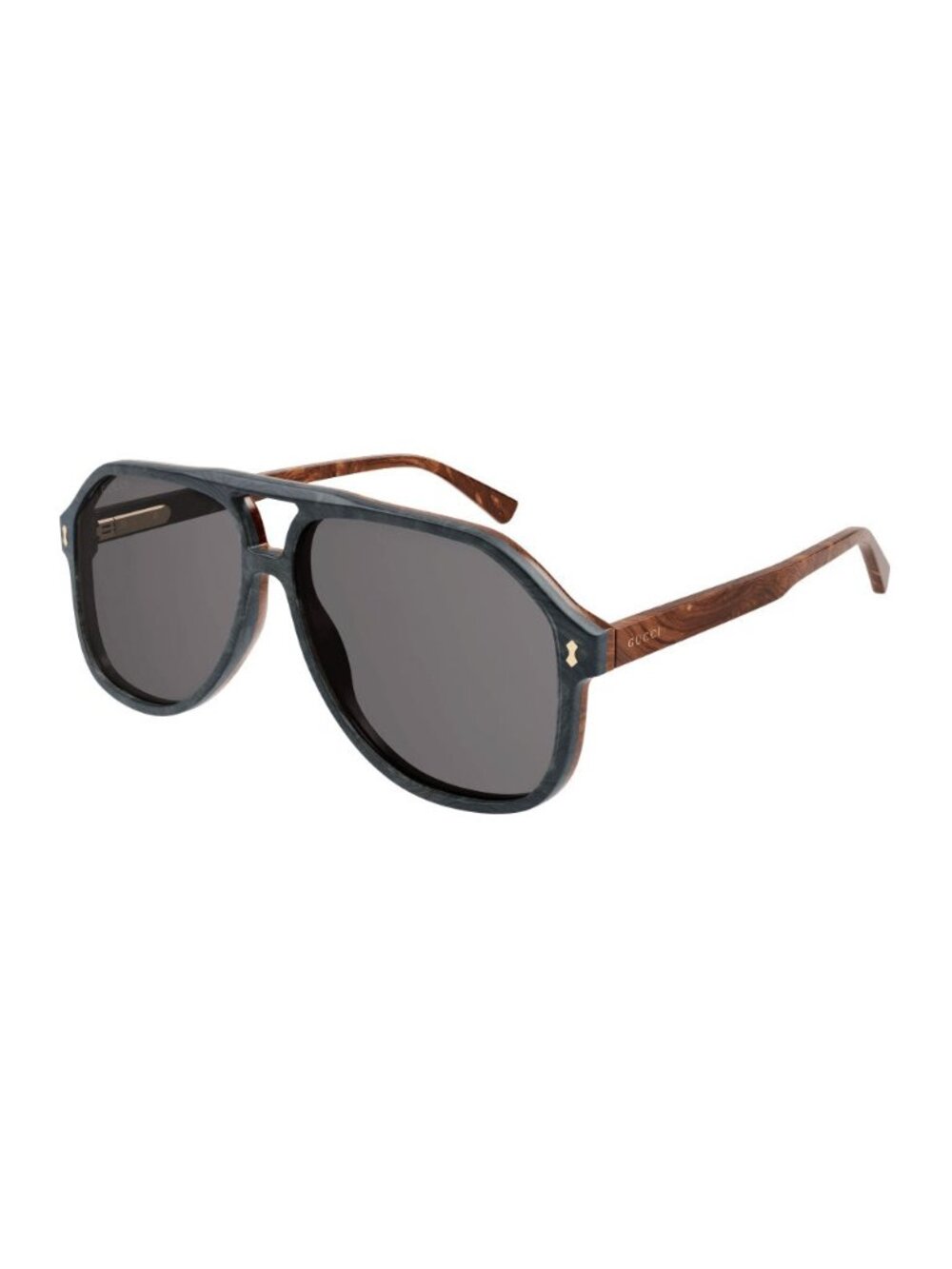 New Gucci Men's Sunglasses Blue Aviator Grey Lens Acetate Frame GG1042S 003 60
